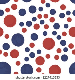 Abstract continuous pattern of dot poilka blue and red. Vector. Elements are not cropped. Pattern under the mask. Perfect design for posters, cards, textile, web etc.