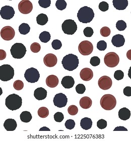 Abstract continuous pattern of dot polka. Two colors. Vector. Elements are not cropped. Pattern under the mask. Perfect design for posters, cards, textile, web etc.