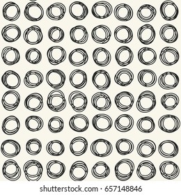 Abstract contour drawing polka dot. Seamless pattern.