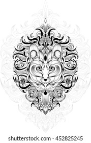 Abstract contour fox. Vector illustration