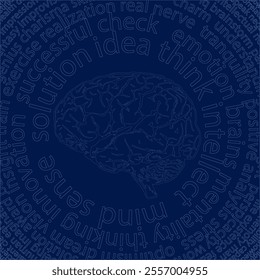 Abstract contour human brain of words. Vector illustration