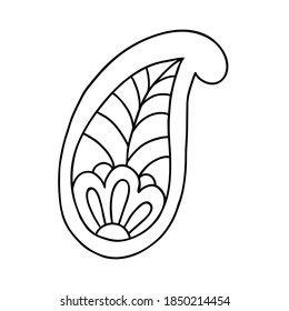hoja de contorno abstracto aislada en blanco. Elemento de doodle de flores dibujado a mano para la decoración de libros de fotos