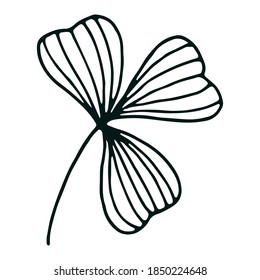 abstract contour leaf isolated on white. Clover, hand drawn illustration