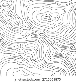 Fondo de línea de contorno Abstractas. Patrón topográfico moderno con curvas orgánicas y líneas onduladas. Textura de Vector blanco y negro mínima perfecta para carteles, empaques, marcas y diseño de superficies.