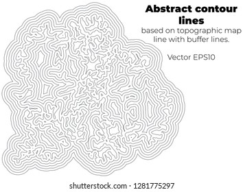 Abstract contour lines based on topographic map line with buffer lines. Similar to human brain diagram. 