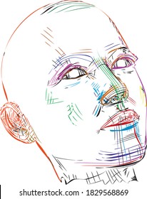 Abstract contour man face in scetch style