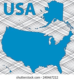 Abstract contour map of the USA. All objects are independent and fully editable.  