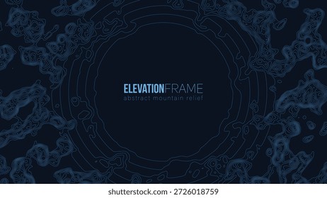 Mapa Abstractas de la elevación de la montaña del contorno. Abstractas mapa topográfico de relieve mínimo. Rejilla de Vector de contorno de terreno con un lugar central para texto.