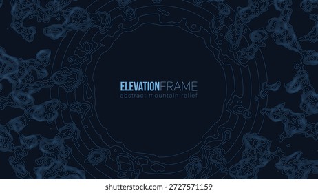 Mapa Abstractas de la elevación de la montaña del contorno. Abstractas mapa topográfico de relieve mínimo. Rejilla de Vector de contorno de terreno con un lugar central para texto.