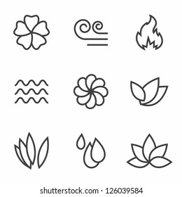 Abstract contour nature icons set