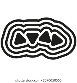 Abstract contour pattern. Geometric layered shape. Wavy black lines. Vector illustration.