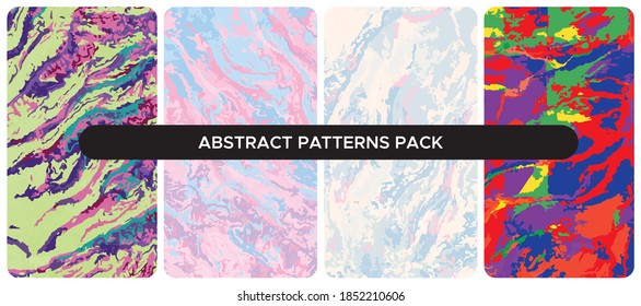 Abstract contour patterns with flat colors, vibrant and pastel 