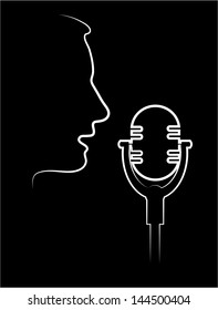 abstract contour of the performer at a microphone