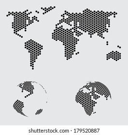 abstract contour of a planet from octagons