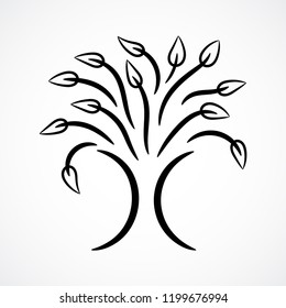 Abstract contour stylized tree, vector