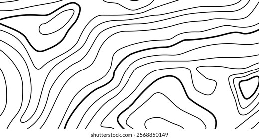 Abstract Contour Topographic Line Pattern in Black and White