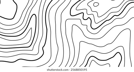 Abstract Contour Topographic Line Pattern in Black and White