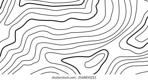 Abstract Contour Topographic Line Pattern in Black and White