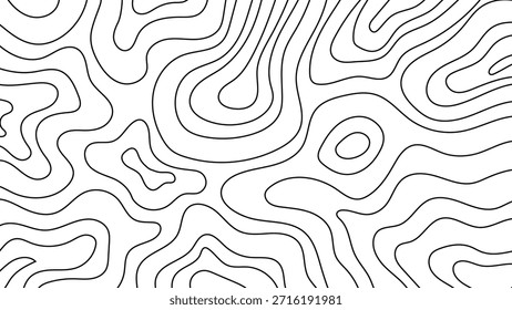 Abstract Contour Topographic Line Pattern in Black and Gray. Vector illustration