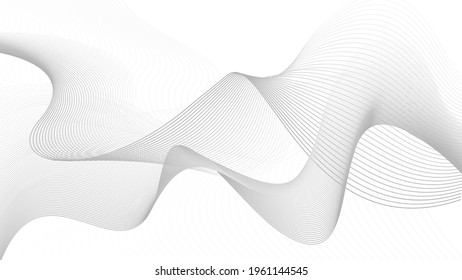 Abstract Contour Wave White Line Background. Vector illustration