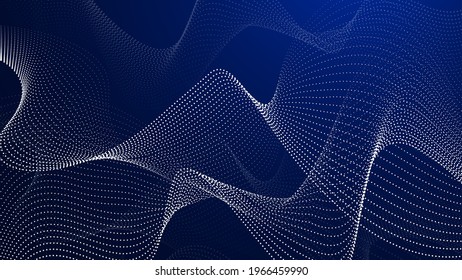 Abstract Contour Wave White Line on Blue Background. Vector illustration