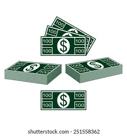 Abstract contours of Dollar. Set on a white background.