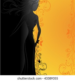 Abstract contrast background with woman and pattern