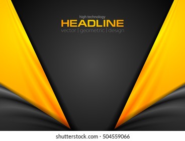 Abstract contrast black orange vector tech design background