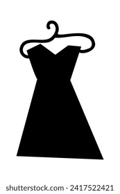 Abstract contrast black and white colors stylish dress on the cloth hanger. Fashion and beauty, style, trend, elegant, beauty, woman, female, art, print, vector illustration, digital painting.