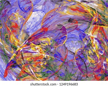 Abstract contrast colorful background on white backdrop. Rectangular horizontal shape. Average rough design. Vector.
