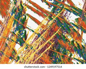 Abstract contrast colorful background on white backdrop. Rectangular horizontal shape. Average rough design. Vector.