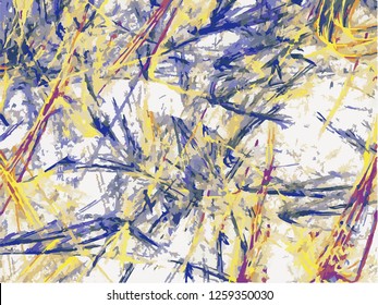 Abstract contrast colorful background on white backdrop. Rectangular horizontal shape. Average rough design. Vector.