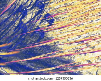 Abstract contrast colorful background on white backdrop. Rectangular horizontal shape. Average rough design. Vector.