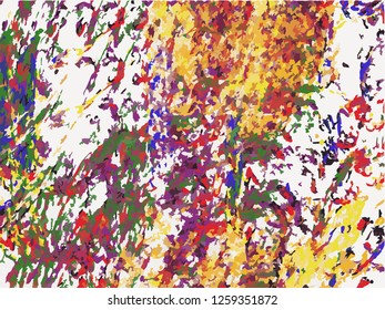 Abstract contrast colorful background on white backdrop. Rectangular horizontal shape. Average rough design. Vector.