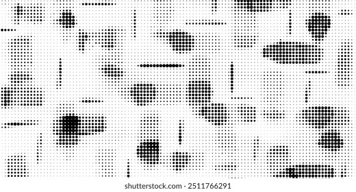 Abstrato contraste pontilhado vetor de meio-tom redondo e quadrado formas geométricas padrão. Preto e branco meio tom círculos fundo texturizado para banner, tampa, textura de água, design de superfície