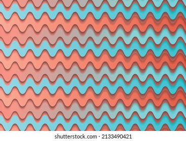 Abstract contrast geometric minimal bright pink and turquoise background. Punchy pastel wavy style vector design