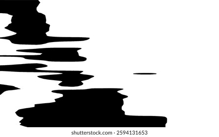 Abstract contrast of shapes in stark monochrome creating a visually intriguing and modern composition with dynamic interplay of dark and light elements