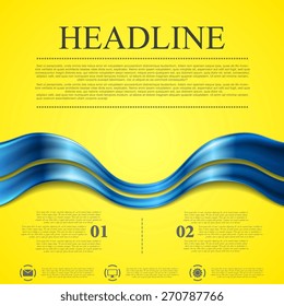 Abstract contrast yellow blue wavy background. Vector design