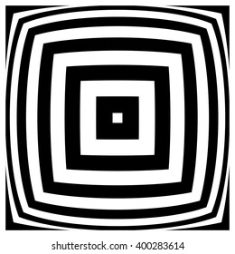 Abstract contrasty distorted shape with alternating black and white radiating lines.