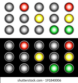 abstract control, traffic light - traffic signals, semaphores without lamp body. red, yellow, green light sequence, allow, deny, wait concepts. bulb lights transportation, traffic abstract