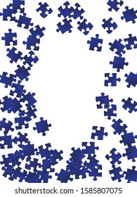 Abstract conundrum jigsaw puzzle dark blue pieces vector background. Group of puzzle pieces isolated on white. Cooperation abstract concept. Game and play symbols.