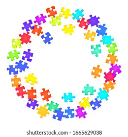Abstract conundrum jigsaw puzzle rainbow colors parts vector illustration  Scatter puzzle pieces isolated white  Cooperation abstract concept  Jigsaw pieces clip art 