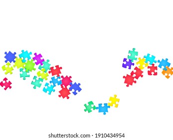 Abstract conundrum jigsaw puzzle rainbow colors parts vector illustration  Top view puzzle pieces isolated white  Strategy abstract concept  Game   play symbols 