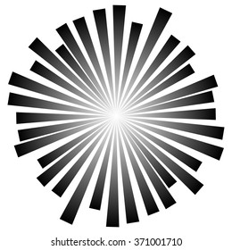 Abstract converging, radiating lines monochrome vector element