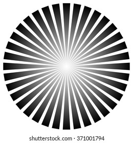 Abstract converging, radiating lines monochrome vector element