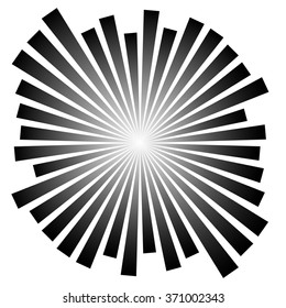 Abstract converging, radiating lines monochrome vector element