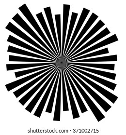 Abstract converging, radiating lines monochrome vector element