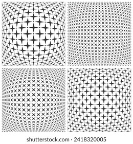 Abstract Convex Patterns with 3D Illusion Effect. Backgrounds Set. Vector Art.