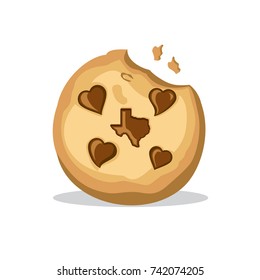 Abstract Cookie with Texas map as chocolate chip