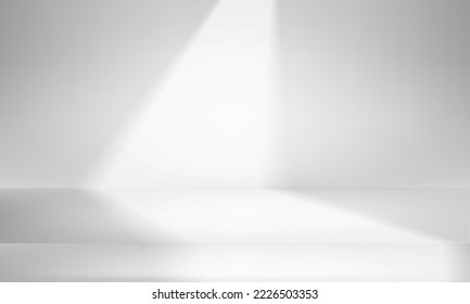 Abstract Cool Background. Blank Top Table with futuristic white and grey color backdrop. Background products display.